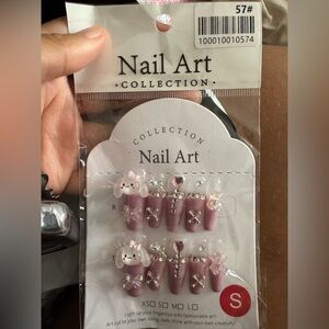 NWT Custom Made Press on Nails with Bears, Hearts, Roses, Bows,& Rabbits Designs